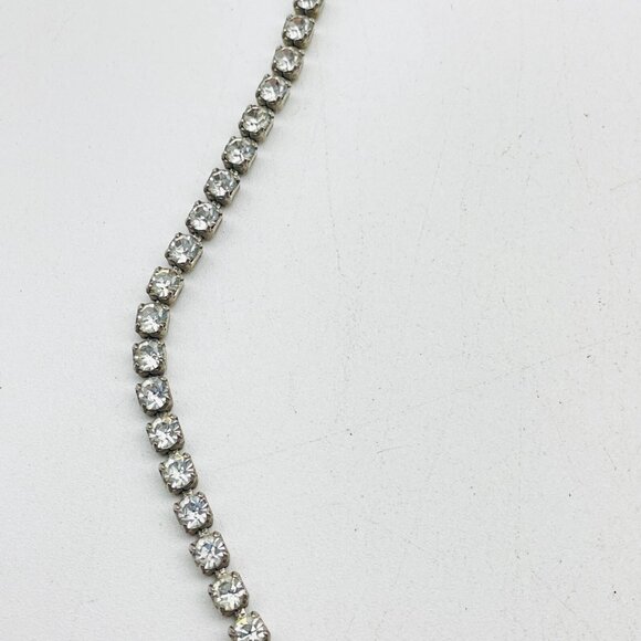 D VERS NY Rhinestone Necklace Graduated Crystal Drop Silver Tone Bridal Evening - Picture 4 of 10
